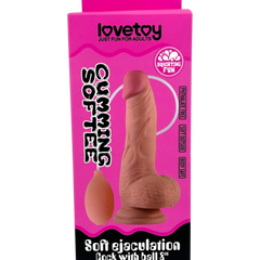 Dildo realista Real Shot con testículos, ventosa y función de eyaculación, marca Glow & Vibe.