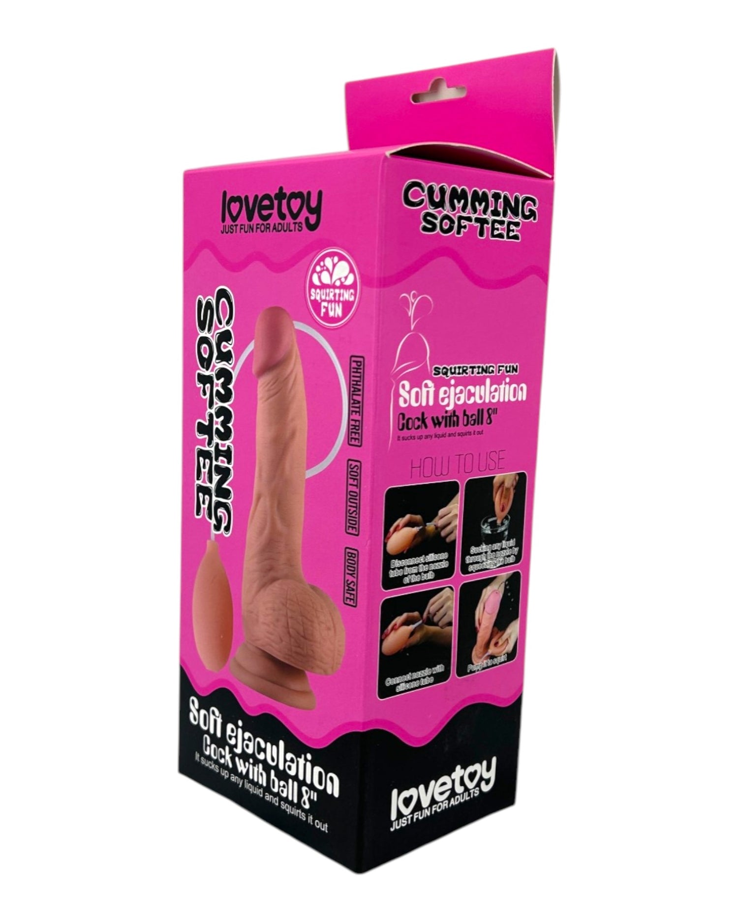 Dildo realista Real Shot con testículos, ventosa y función de eyaculación, marca Glow & Vibe.