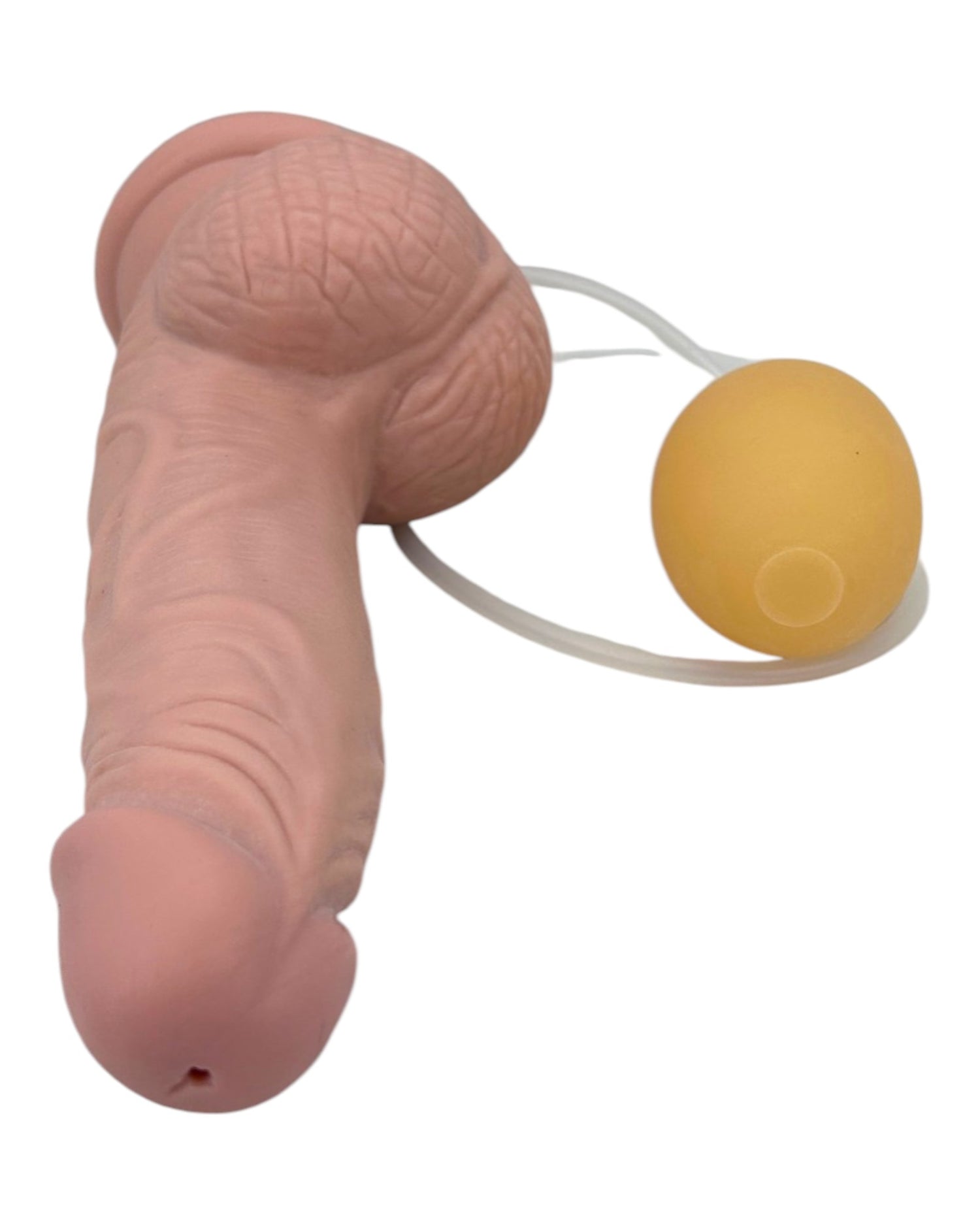 Dildo realista Real Shot con testículos, ventosa y función de eyaculación, marca Glow & Vibe.