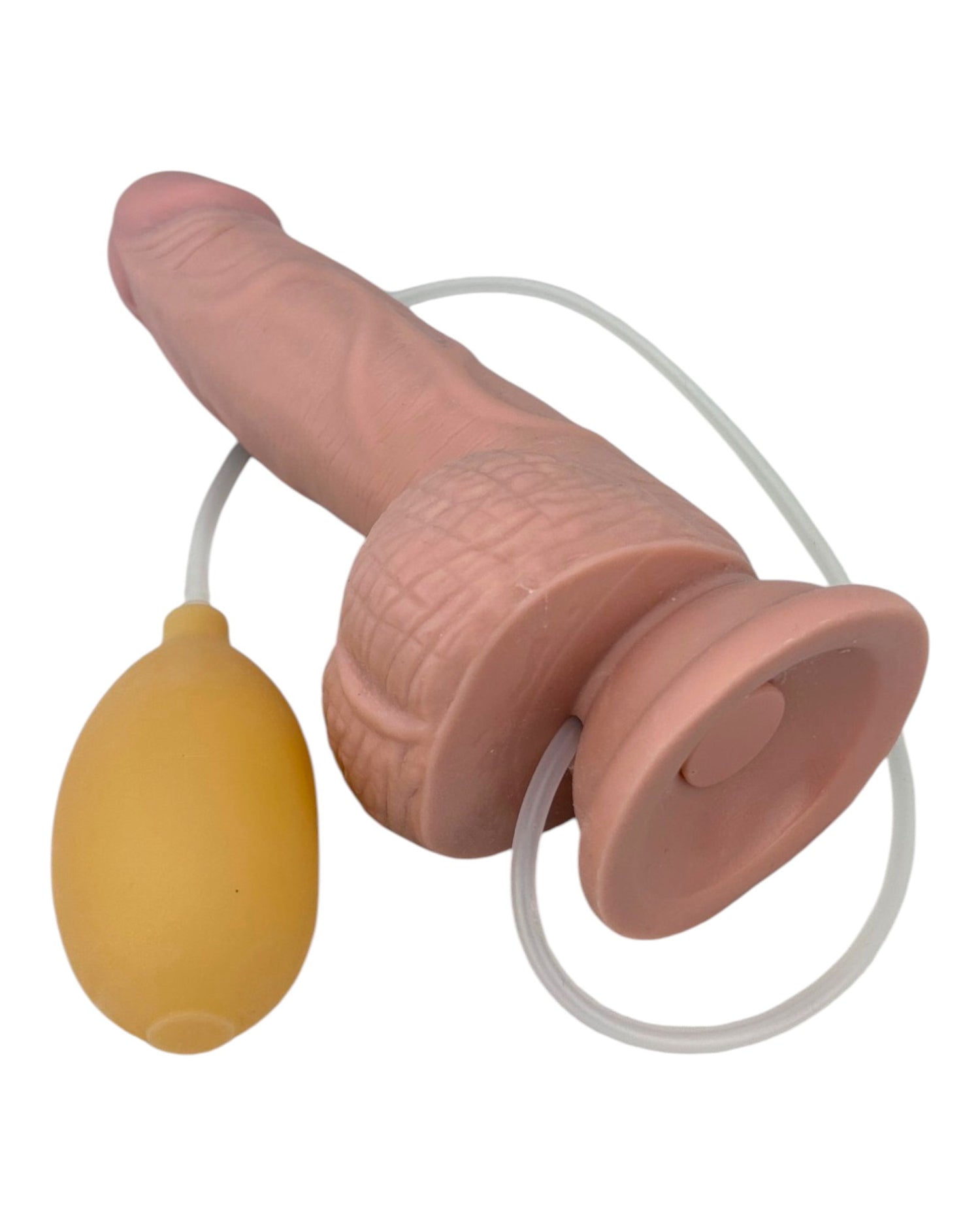 Dildo realista Real Shot con testículos, ventosa y función de eyaculación, marca Glow & Vibe.