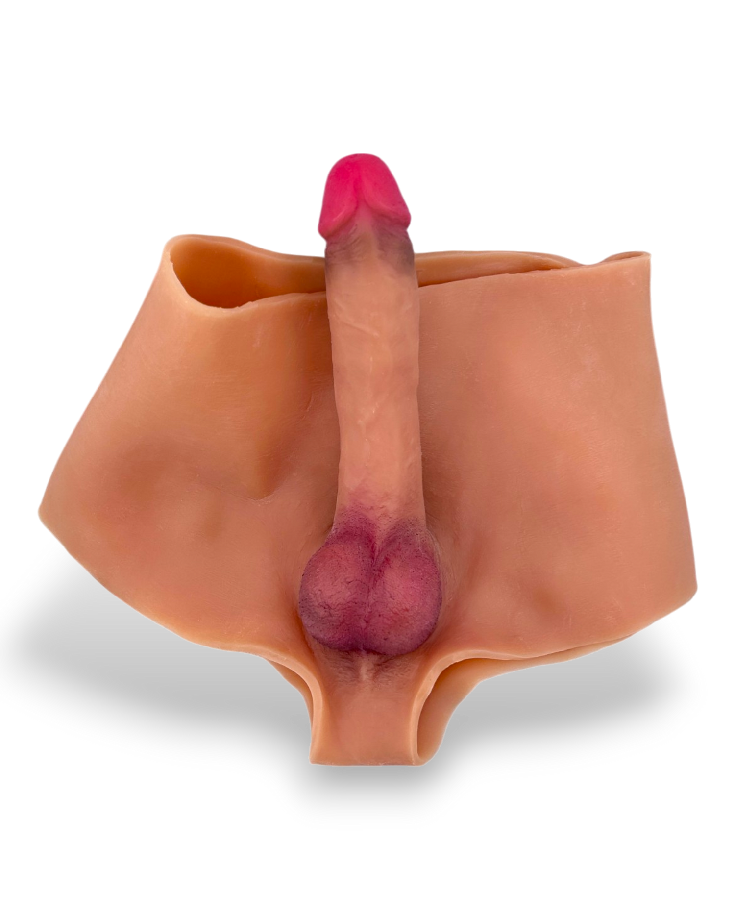 Bóxer Power Boxer de silicón elástico con prótesis realista y orificio anal integrado, diseño versátil y dominante de Glow & Vibe.