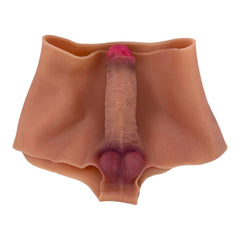 Bóxer Power Boxer de silicón elástico con prótesis realista y orificio anal integrado, diseño versátil y dominante de Glow & Vibe.