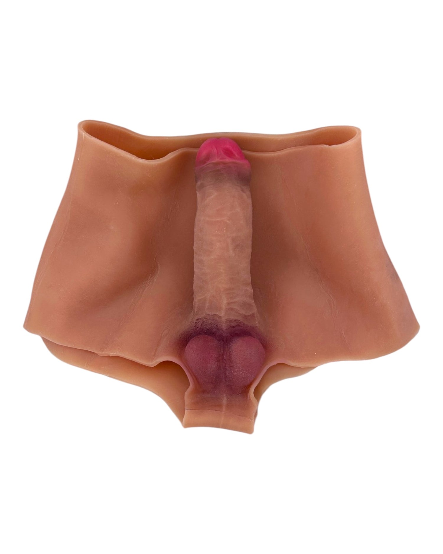 Bóxer Power Boxer de silicón elástico con prótesis realista y orificio anal integrado, diseño versátil y dominante de Glow & Vibe.