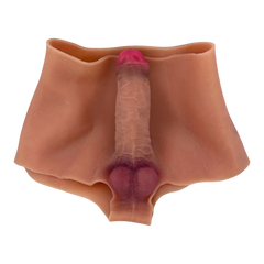 Bóxer Power Boxer de silicón elástico con prótesis realista y orificio anal integrado, diseño versátil y dominante de Glow & Vibe.