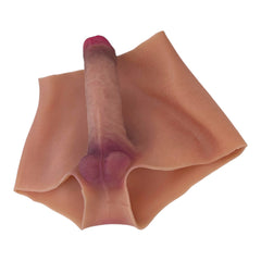Bóxer Power Boxer de silicón elástico con prótesis realista y orificio anal integrado, diseño versátil y dominante de Glow & Vibe.