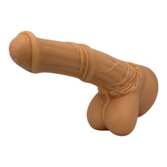 Dildo de caballo Play Horse flexible con testículos, diseño realista y potente, marca Glow & Vibe.
