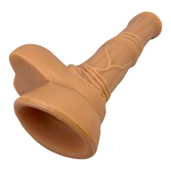 Dildo de caballo Play Horse flexible con testículos, diseño realista y potente, marca Glow & Vibe.