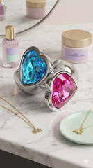 Butt plug metálico Gema Heart con brillante gema en forma de corazón, diseño elegante y coqueto de Glow & Vibe.
