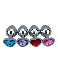 Butt plug metálico Gema Heart con brillante gema en forma de corazón, diseño elegante y coqueto de Glow & Vibe.