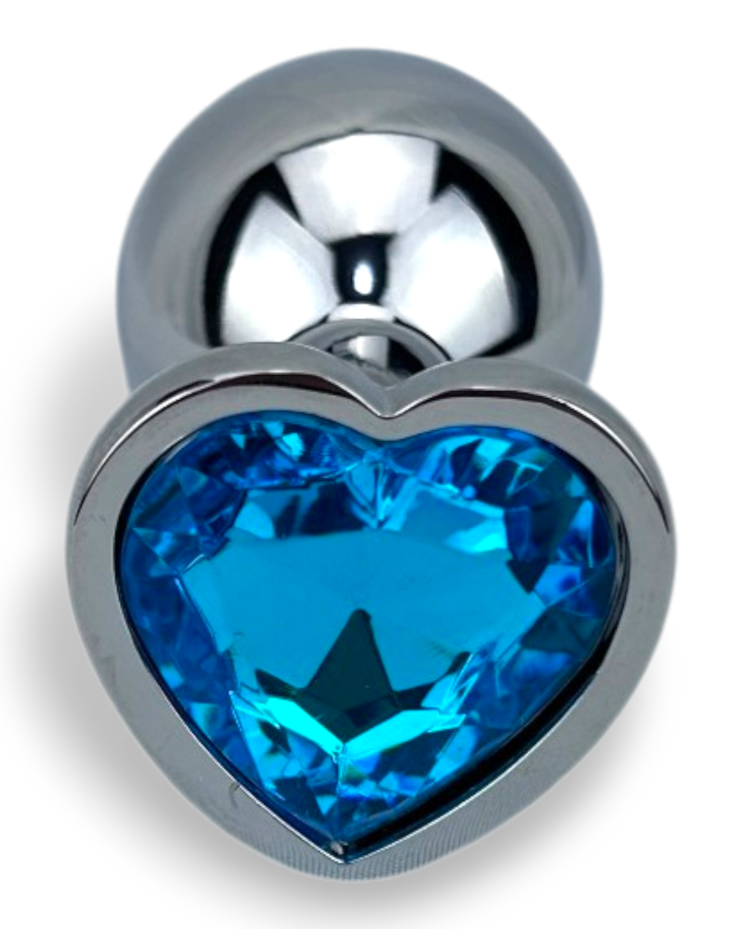 Butt plug metálico Gema Heart con brillante gema en forma de corazón, diseño elegante y coqueto de Glow & Vibe.