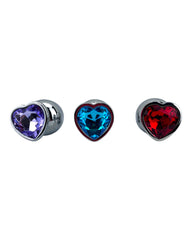 Butt plug metálico Gema Heart con brillante gema en forma de corazón, diseño elegante y coqueto de Glow & Vibe.