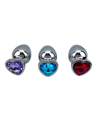 Butt plug metálico Gema Heart con brillante gema en forma de corazón, diseño elegante y coqueto de Glow & Vibe.