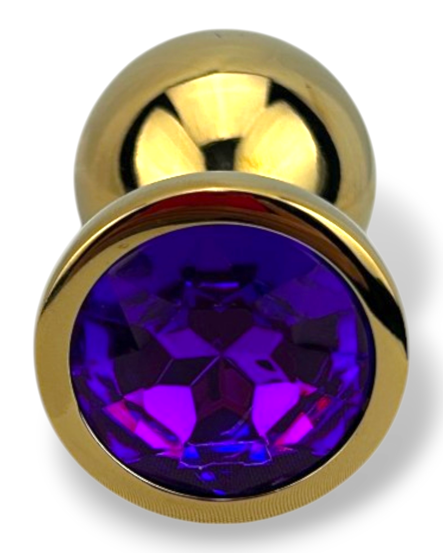 Plug anal metálico Gema Golden en acabado dorado, diseño elegante y lujoso de Glow & Vibe.