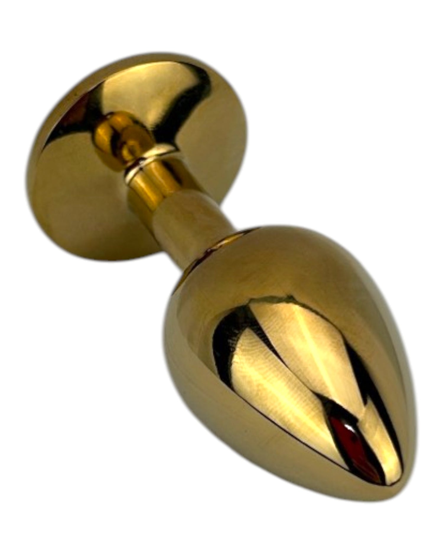 Plug anal metálico Gema Golden en acabado dorado, diseño elegante y lujoso de Glow & Vibe.