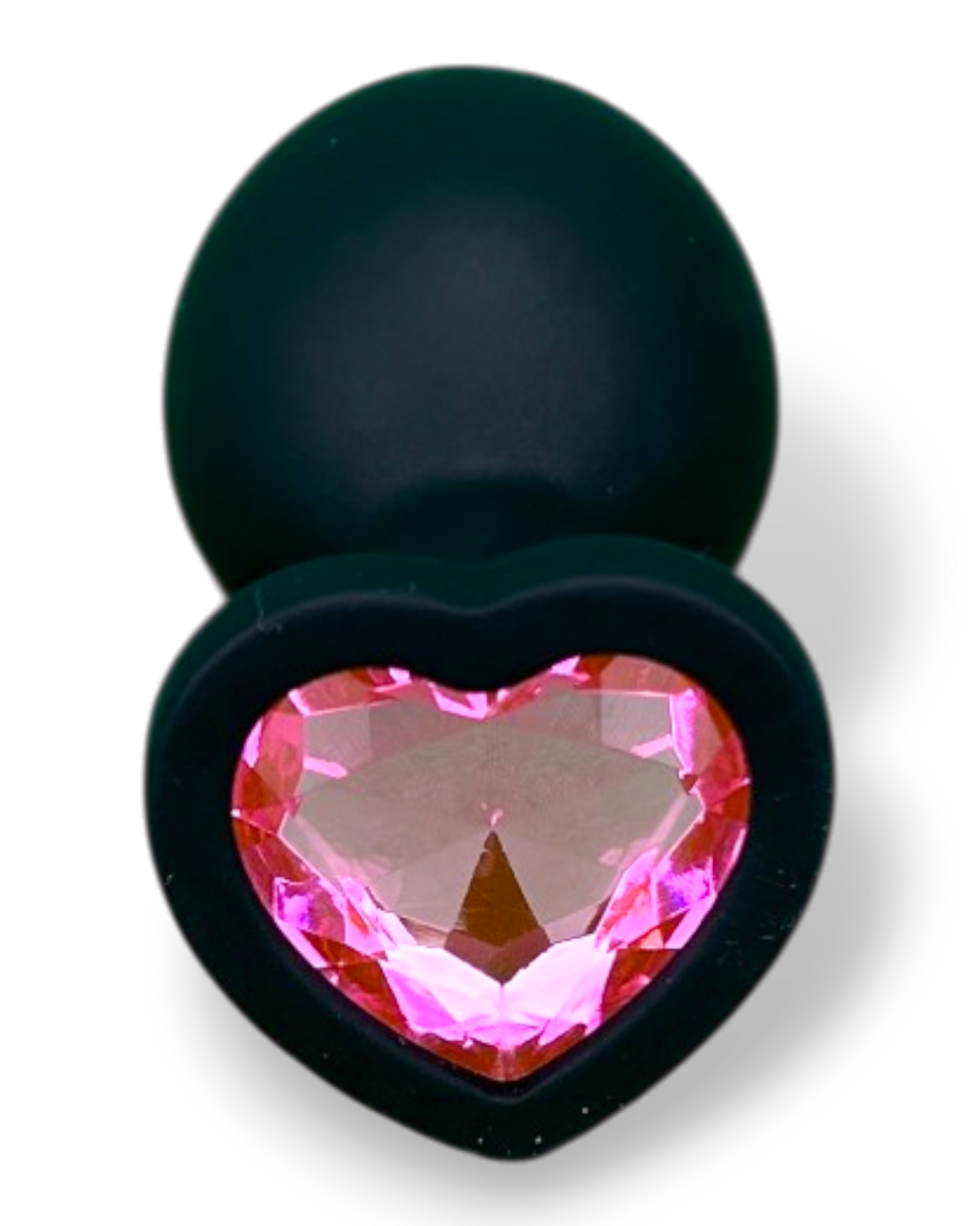 Plug anal Gema Dark de silicón negro con gema redonda brillante, diseño elegante y misterioso de Glow & Vibe.