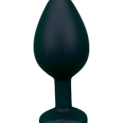 Plug anal Gema Dark de silicón negro con gema redonda brillante, diseño elegante y misterioso de Glow & Vibe.