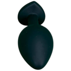 Plug anal Gema Dark de silicón negro con gema redonda brillante, diseño elegante y misterioso de Glow & Vibe.