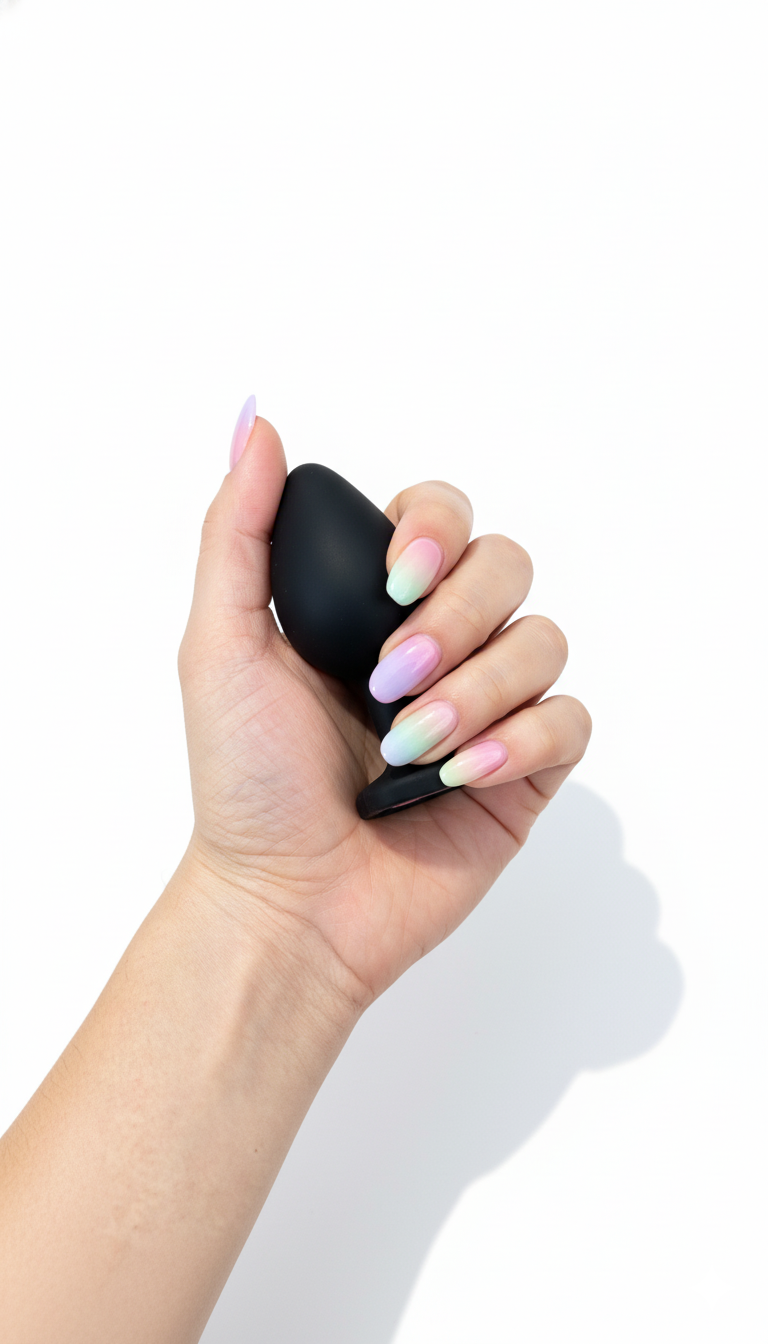 Plug anal Gema Dark de silicón negro con gema redonda brillante, diseño elegante y misterioso de Glow & Vibe.