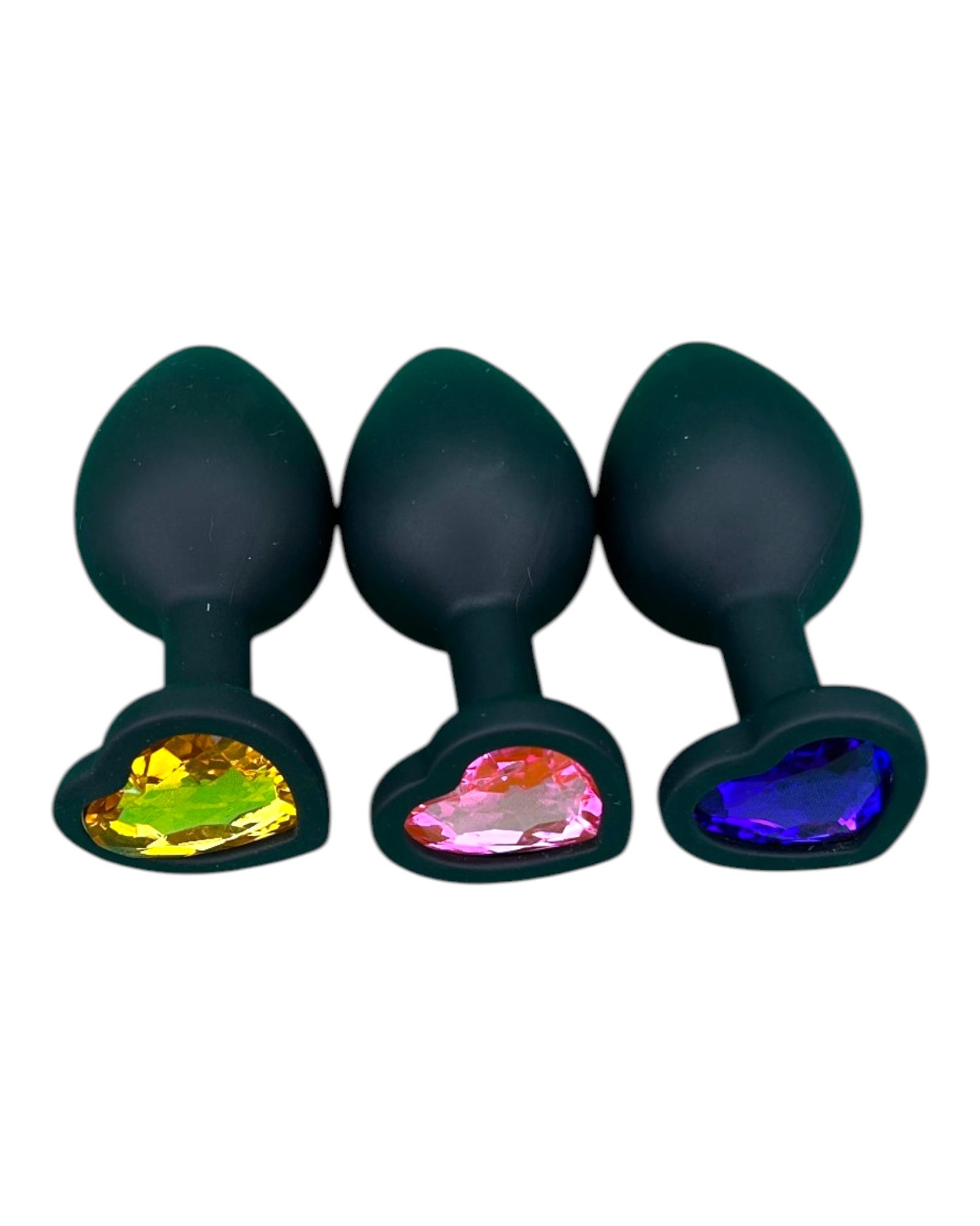 Plug anal Gema Dark de silicón negro con gema redonda brillante, diseño elegante y misterioso de Glow & Vibe.