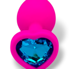 Plug anal Gema Bright de silicón suave con gema redonda, disponible en negro y rosa neón, diseño brillante de Glow & Vibe.