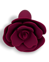 Plug anal Rose Love de silicón suave con base en forma de rosa, diseño romántico y elegante de Glow & Vibe.