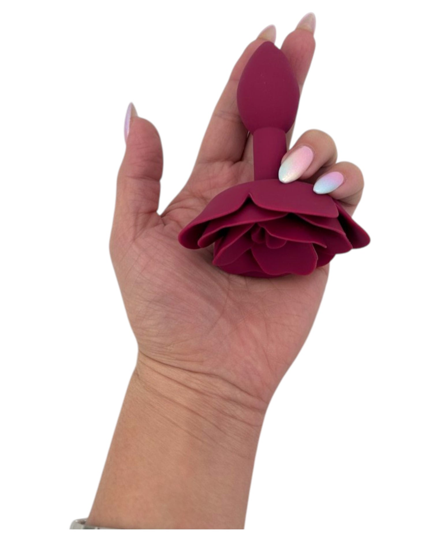 Plug anal Rose Love de silicón suave con base en forma de rosa, diseño romántico y elegante de Glow & Vibe.