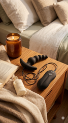 Plug anal Beads Plug de silicón suave con forma de esferas y 10 funciones de vibración, marca Glow & Vibe.
