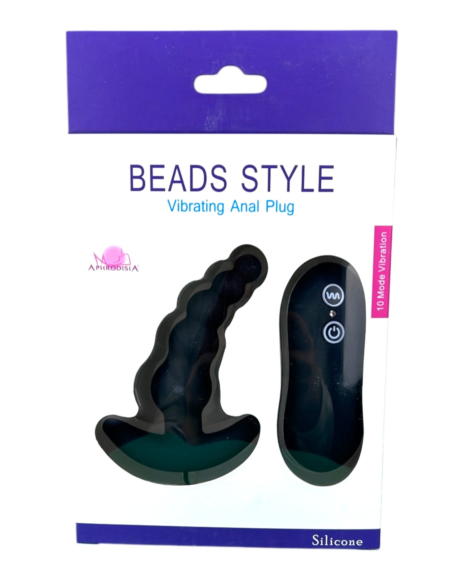Plug anal Beads Plug de silicón suave con forma de esferas y 10 funciones de vibración, marca Glow & Vibe.