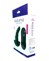 Plug anal Beads Plug de silicón suave con forma de esferas y 10 funciones de vibración, marca Glow & Vibe.
