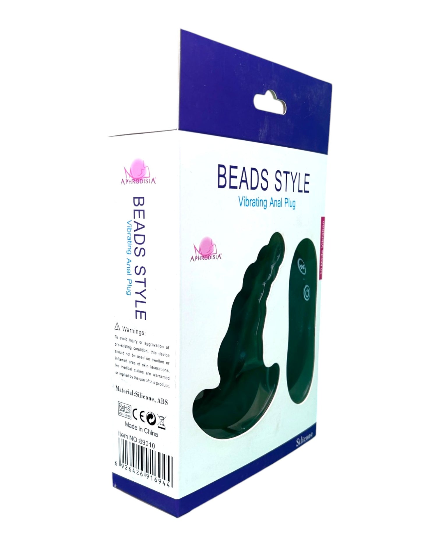 Plug anal Beads Plug de silicón suave con forma de esferas y 10 funciones de vibración, marca Glow & Vibe.