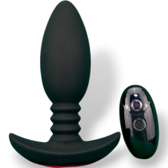 Plug anal Intense Plug de silicón suave, resistente al agua, con 9 funciones de vibración, diseño elegante Glow & Vibe.