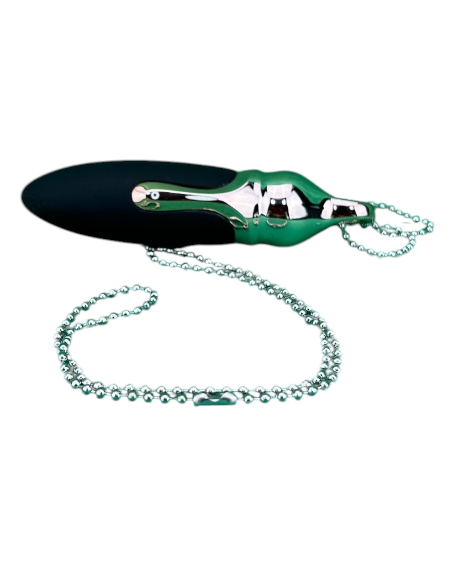Collar anal Pearl Chain de silicón suave con 10 funciones de vibración y esferas brillantes, diseño elegante de Glow & Vibe.