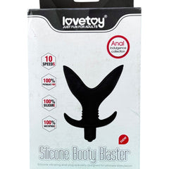 Plug anal Booty Blast de silicón suave con 10 funciones de vibración, diseño ergonómico y potente de Glow & Vibe.