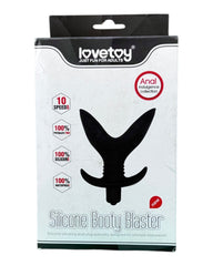 Plug anal Booty Blast de silicón suave con 10 funciones de vibración, diseño ergonómico y potente de Glow & Vibe.