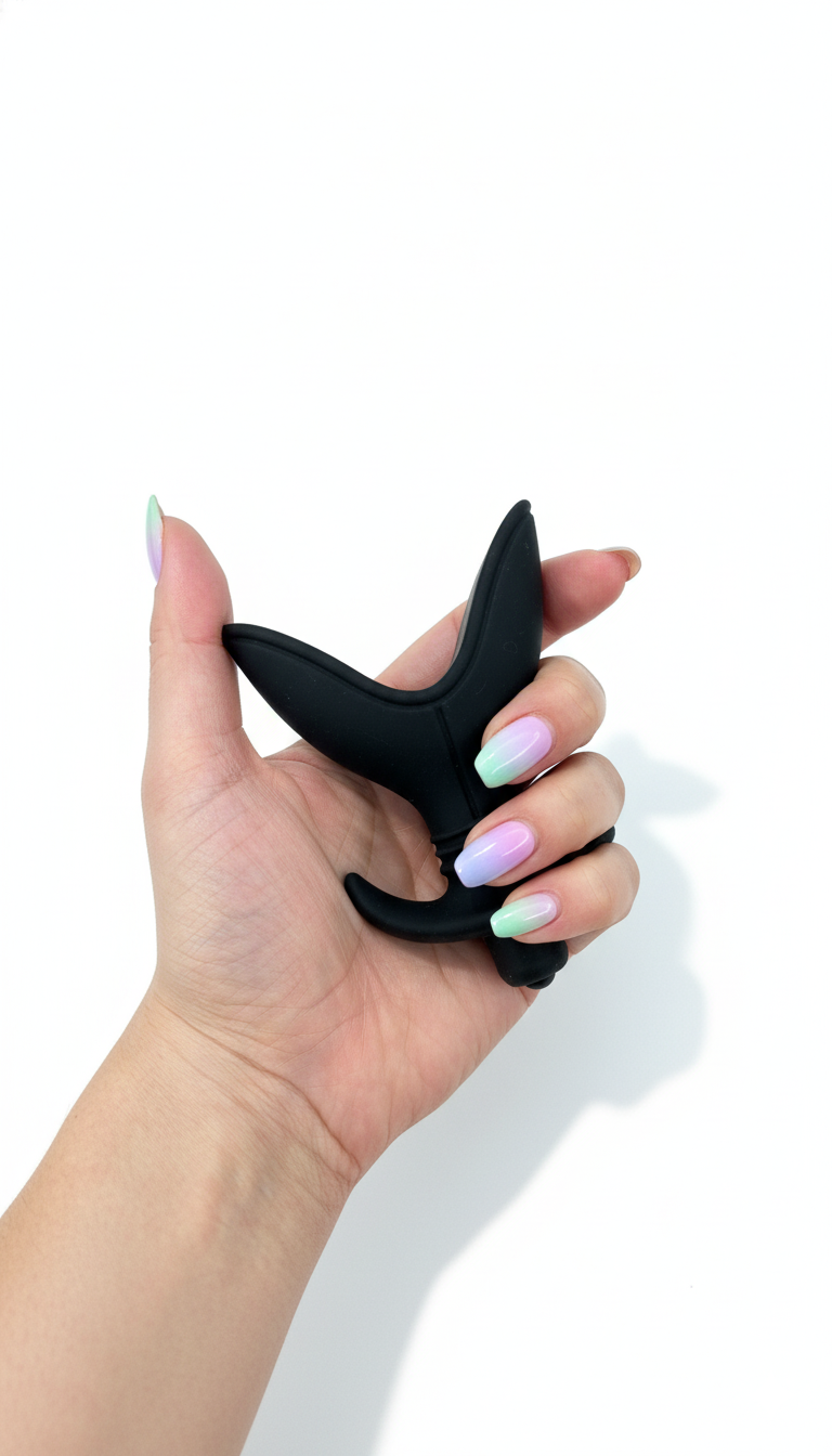 Plug anal Booty Blast de silicón suave con 10 funciones de vibración, diseño ergonómico y potente de Glow & Vibe.