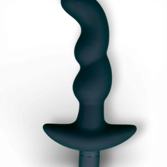 Plug anal P-Spot Vibe de silicón suave para estimulación prostática, con 10 funciones de vibración, marca Glow & Vibe.