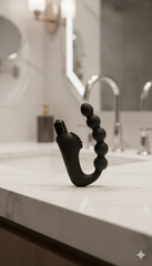 Plug anal Power Beads de silicón suave con esferas y 10 funciones de vibración, diseño sofisticado Glow & Vibe.