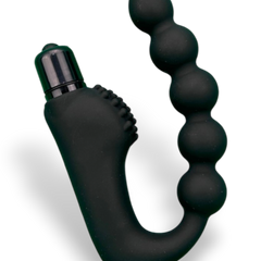 Plug anal Power Beads de silicón suave con esferas y 10 funciones de vibración, diseño sofisticado Glow & Vibe.
