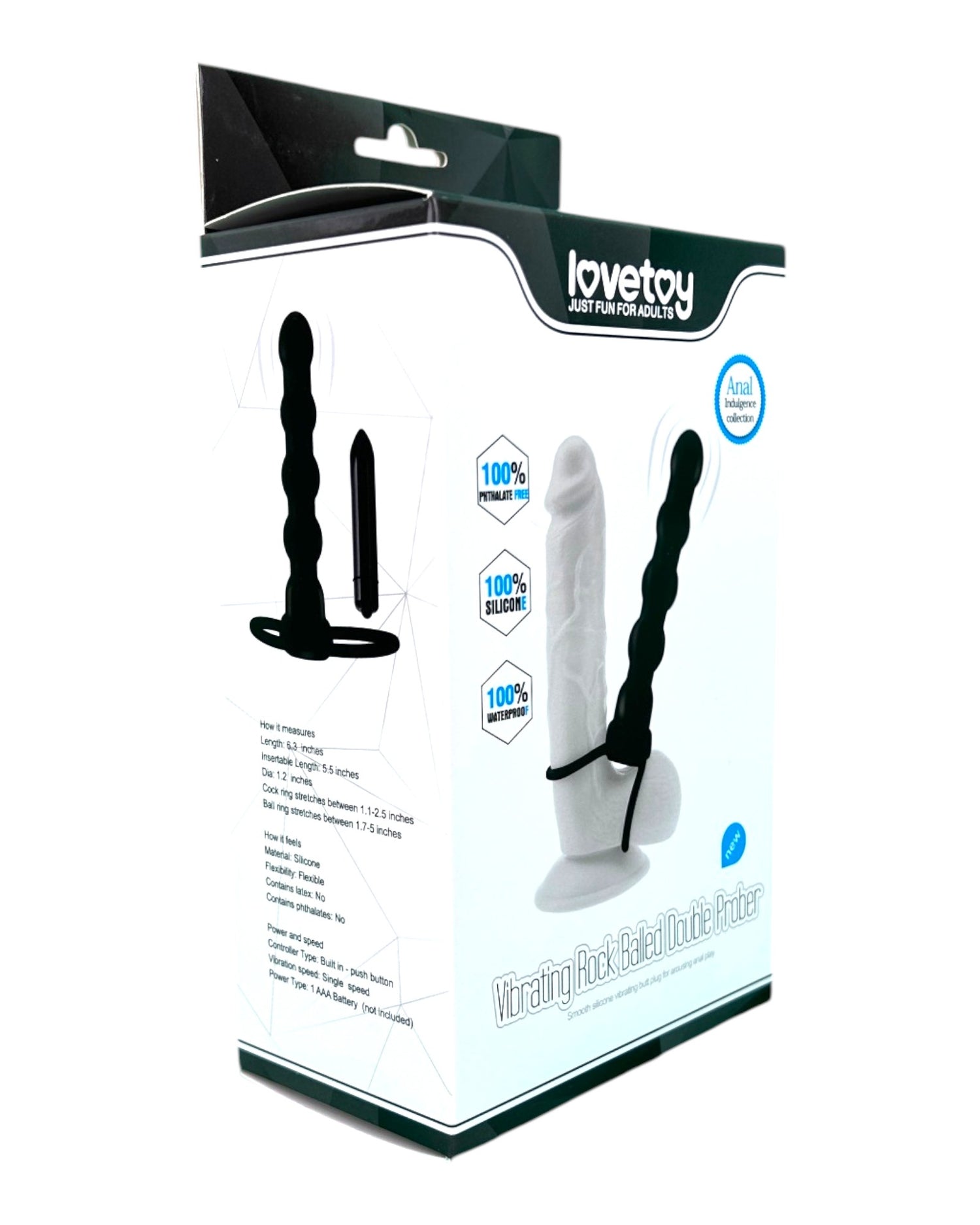 Plug anal Rock Beads de silicón suave con diseño de esfera y vibración sencilla, accesorio práctico Glow & Vibe.