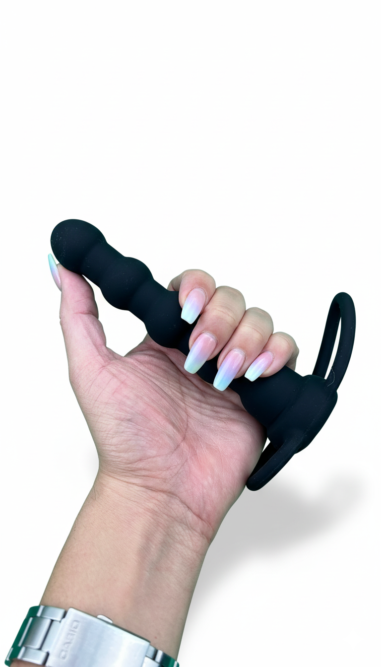 Plug anal Rock Beads de silicón suave con diseño de esfera y vibración sencilla, accesorio práctico Glow & Vibe.