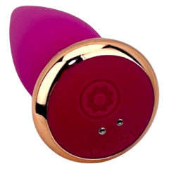 Dilatador anal Pearl Nature de silicón suave con 10 funciones de vibración, diseño elegante y natural de Glow & Vibe.