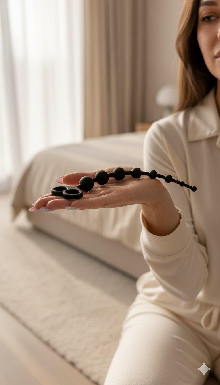 Bolas anales Pearl Beads de silicón suave y flexible, diseño elegante y progresivo de Glow & Vibe.