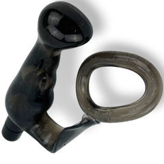Plug anal Smoke Ring de gel suave con vibración y anillo para pene, doble estimulación Glow & Vibe.