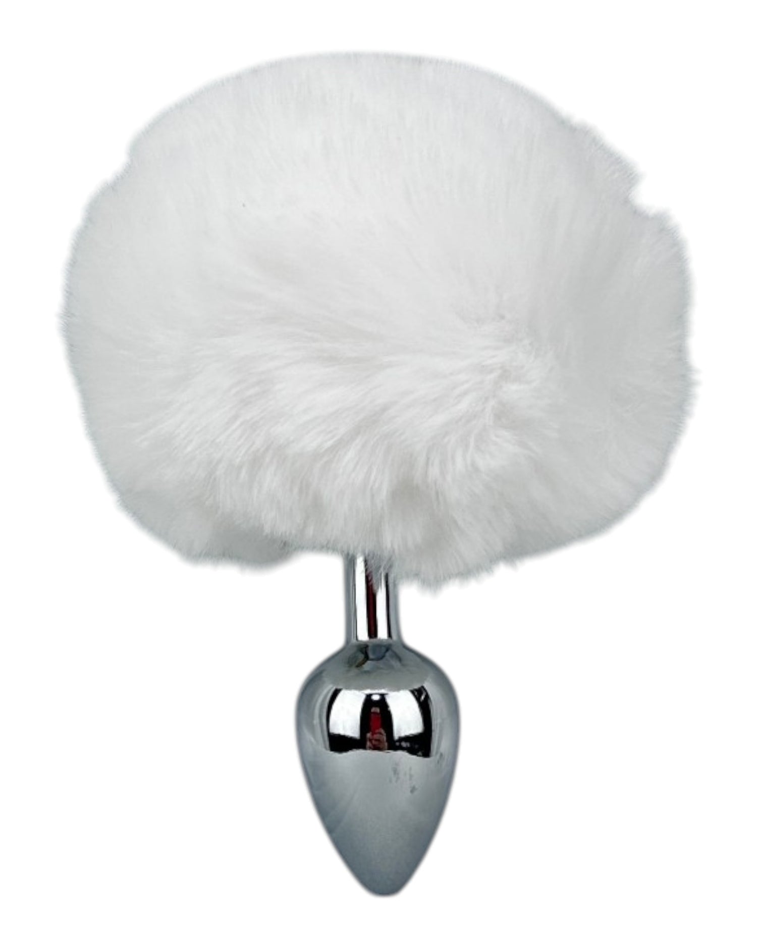 Plug anal Bunny Glow con cola de conejo de peluche esponjosa, metálico y elegante, marca Glow & Vibe.