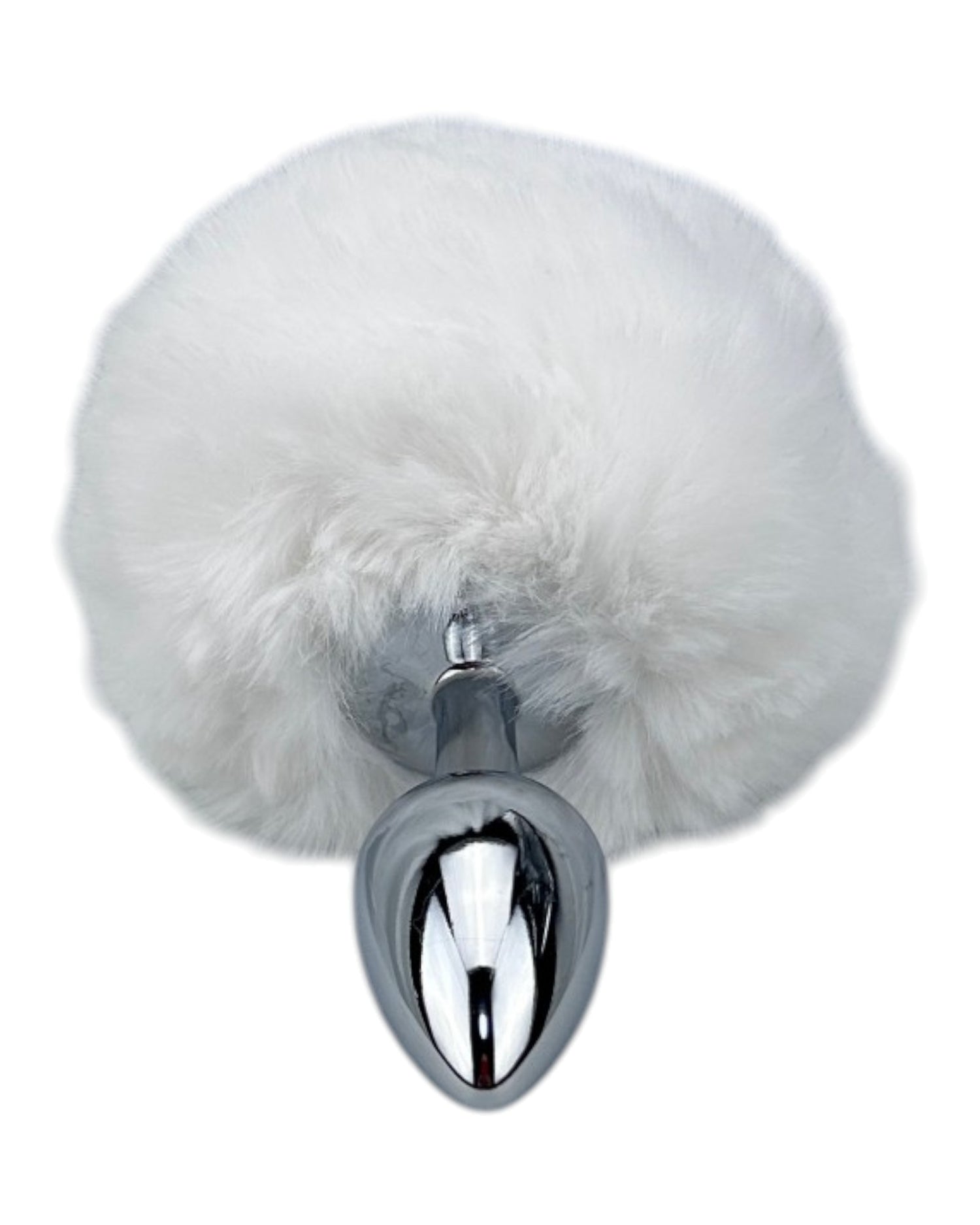 Plug anal Bunny Glow con cola de conejo de peluche esponjosa, metálico y elegante, marca Glow & Vibe.