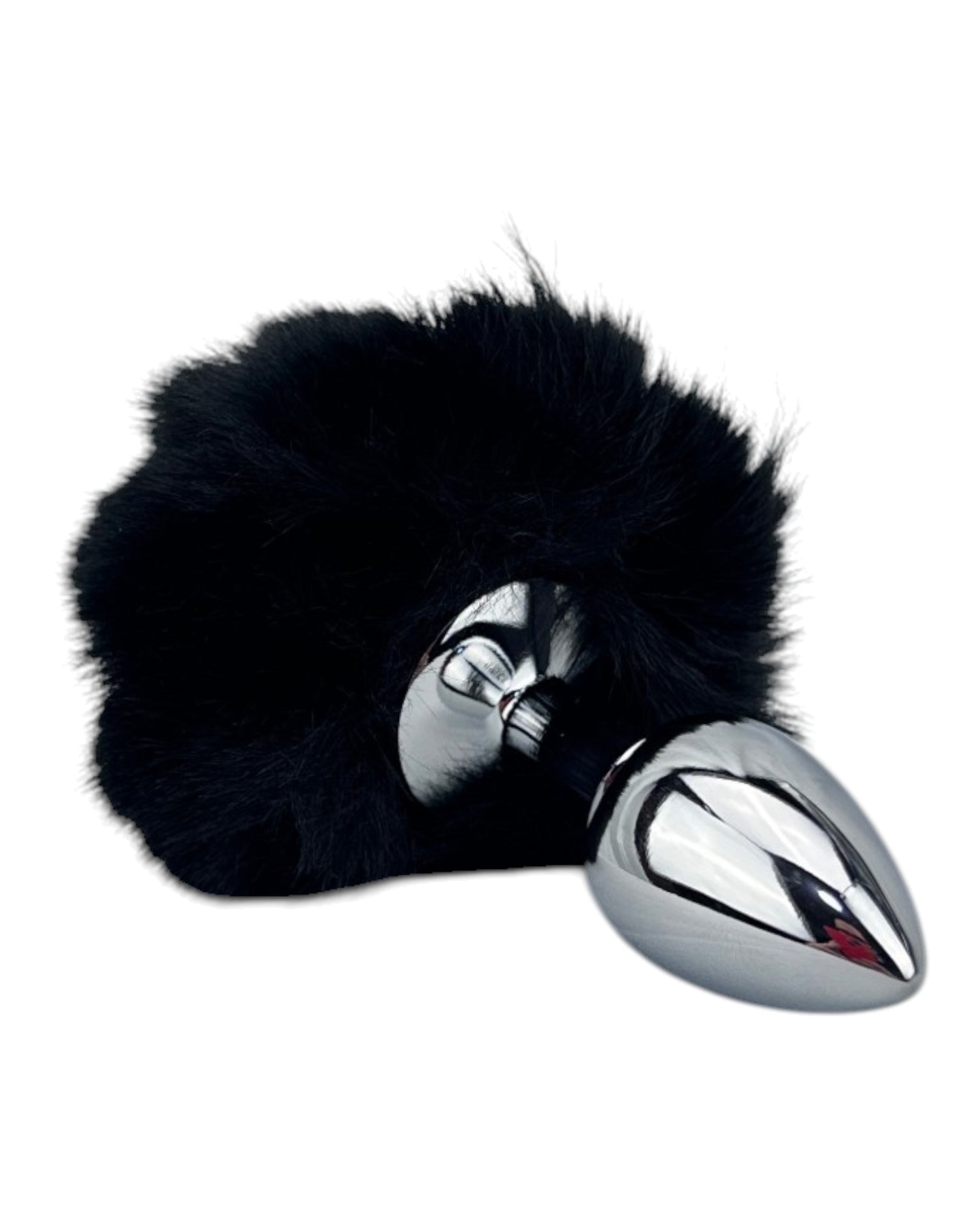 Plug anal Bunny Glow con cola de conejo de peluche esponjosa, metálico y elegante, marca Glow & Vibe.