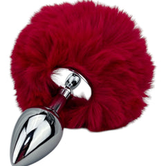 Plug anal Bunny Glow con cola de conejo de peluche esponjosa, metálico y elegante, marca Glow & Vibe.