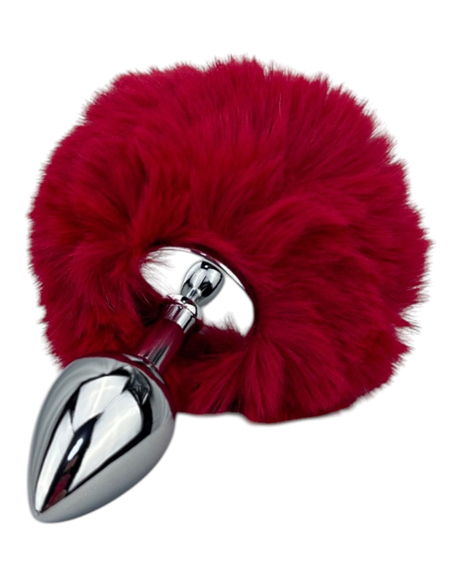 Plug anal Bunny Glow con cola de conejo de peluche esponjosa, metálico y elegante, marca Glow & Vibe.