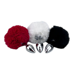 Plug anal Bunny Glow con cola de conejo de peluche esponjosa, metálico y elegante, marca Glow & Vibe.