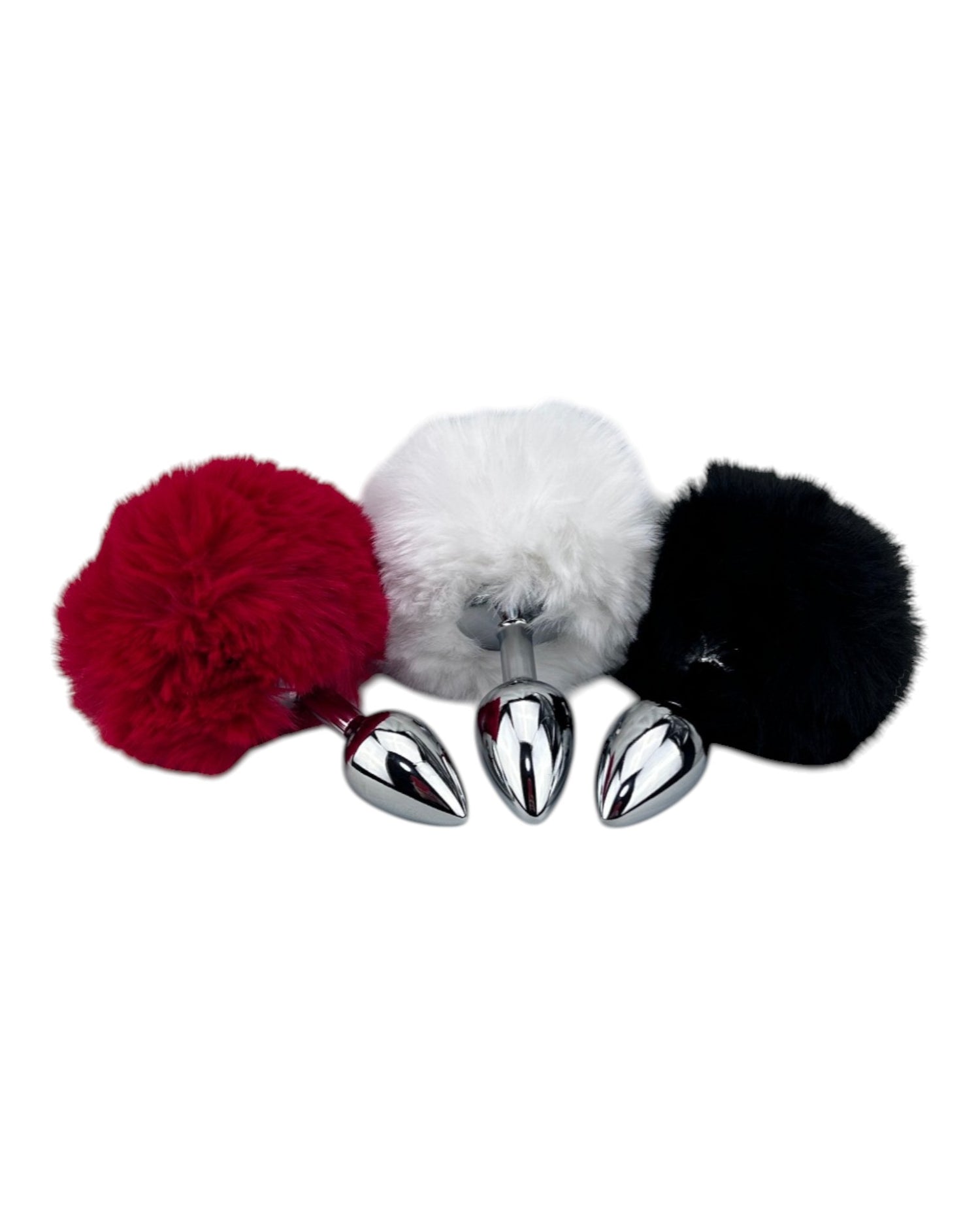 Plug anal Bunny Glow con cola de conejo de peluche esponjosa, metálico y elegante, marca Glow & Vibe.